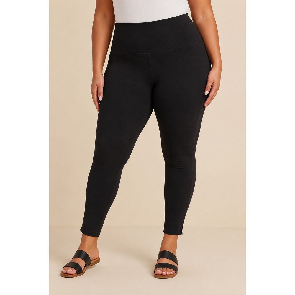 Lysse Black High Waisted Denim Skinny Jean 4-Way Stretch Ankle Slit
Black 2X